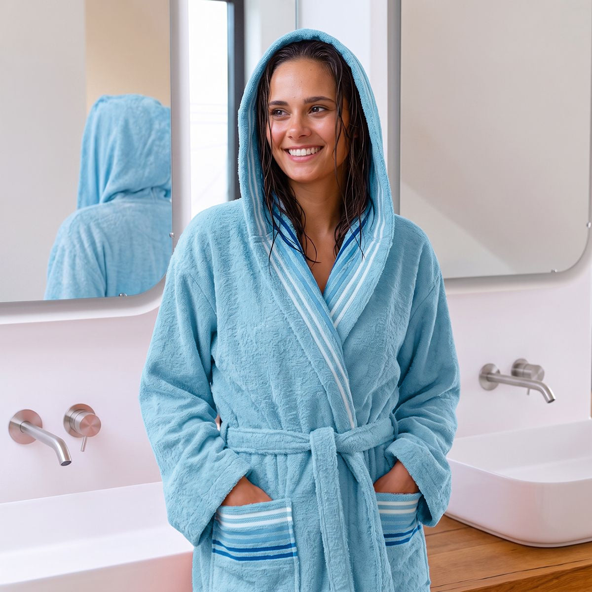 Bathrobe VENETIA BLUE L/XL 100% cotton