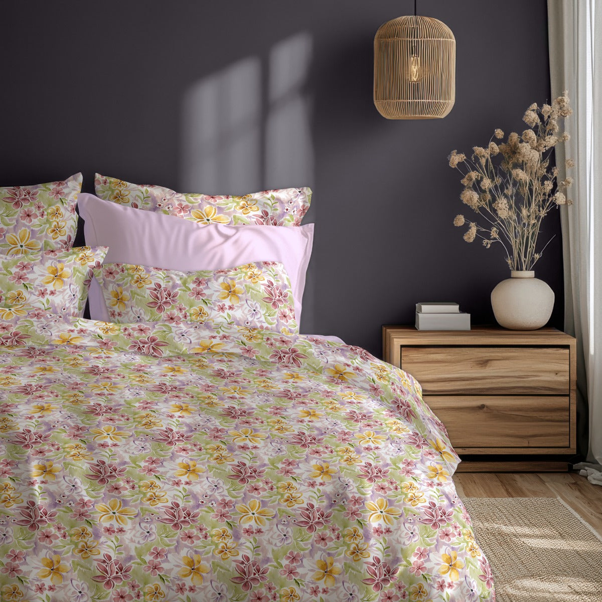 Lenjerie de pat fara cearsaf de pat VERANO 100% bumbac ranforce 2 piese