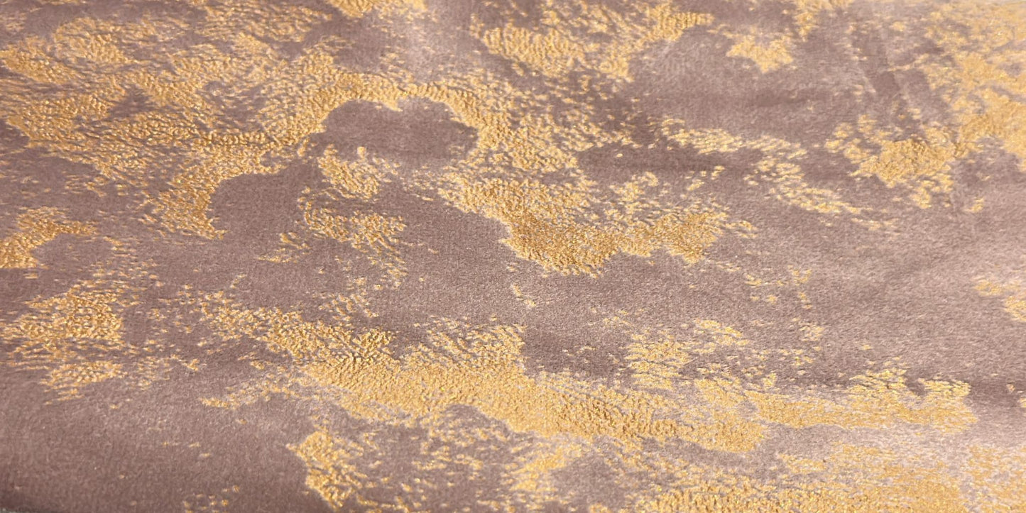 Printed, textured Velvet drapery with golden patina