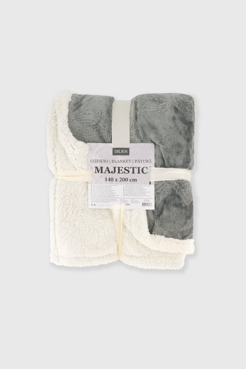 Patura pufoasa cu design luxos MAJESTIC GRI 140/200 cm