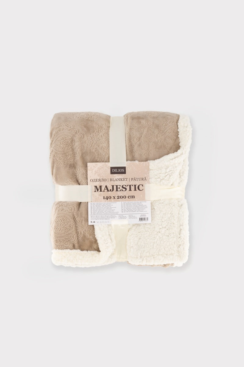 Patura pufoasa cu design luxos MAJESTIC TAUPE 200/220 cm