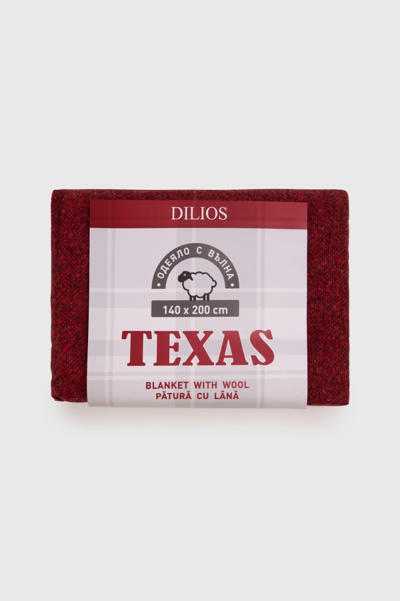 Patura cu lana TEXAS ROSU 140/200 cm