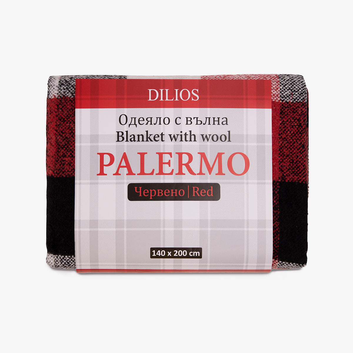Patura cu lana PALERMO ROSU SI NEGRU, 140/200 cm