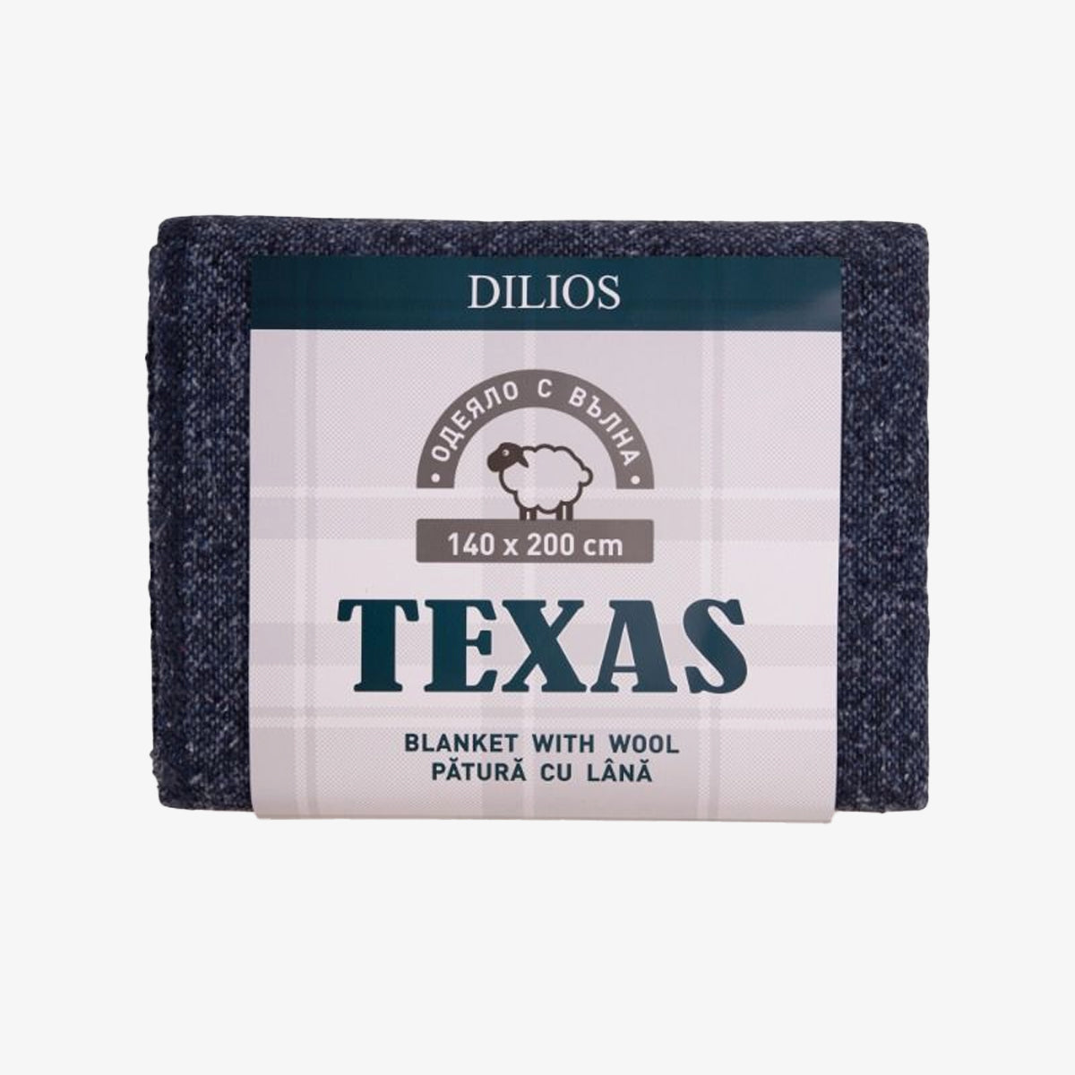 Patura cu lana TEXAS ALBASTRU 140/200 cm