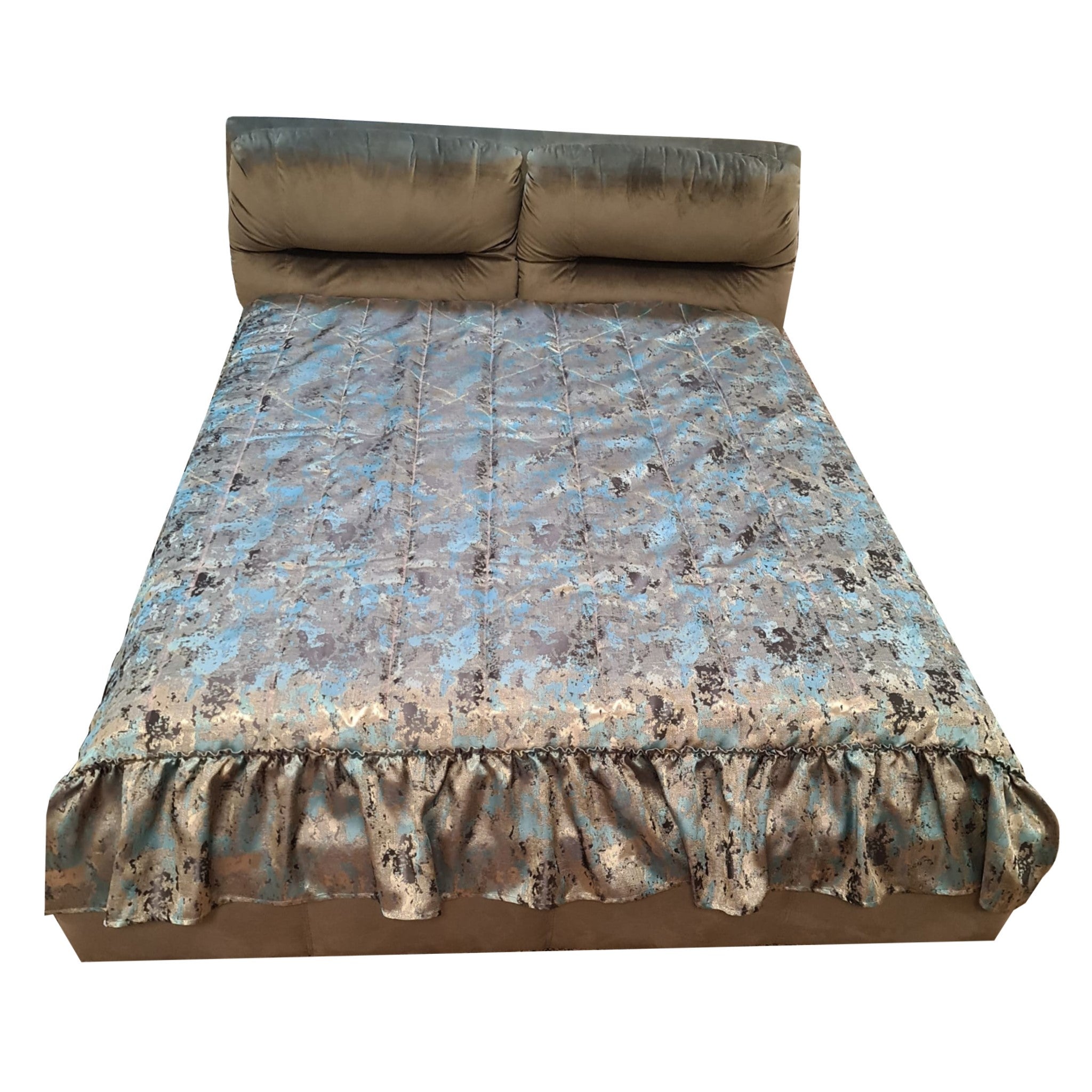 Cuvertură de pat 20365/4110, simplă, din mătase, cu model exclusivist, turcoaz / auriu, 1.40 m x 2 m
