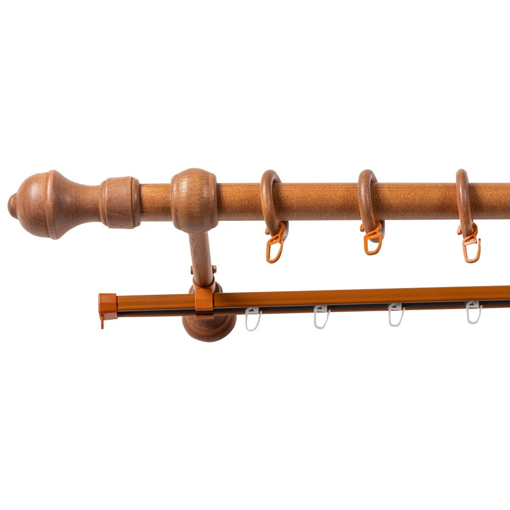 Simple solid wood gallery Ares, cherry shade, 260 cm - U-RAIL INCLUDED 