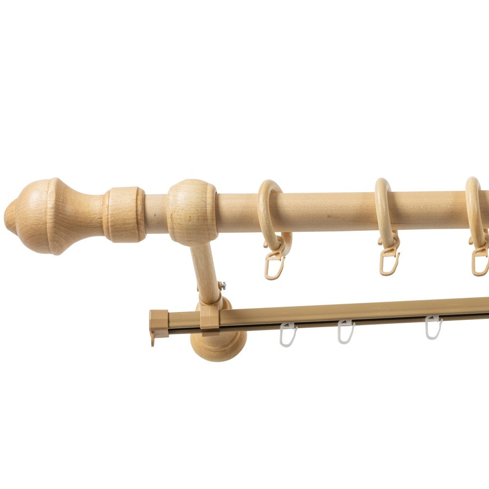 Simple Ares solid wood gallery, natural shade, 120 cm - U-RAIL INCLUDED 