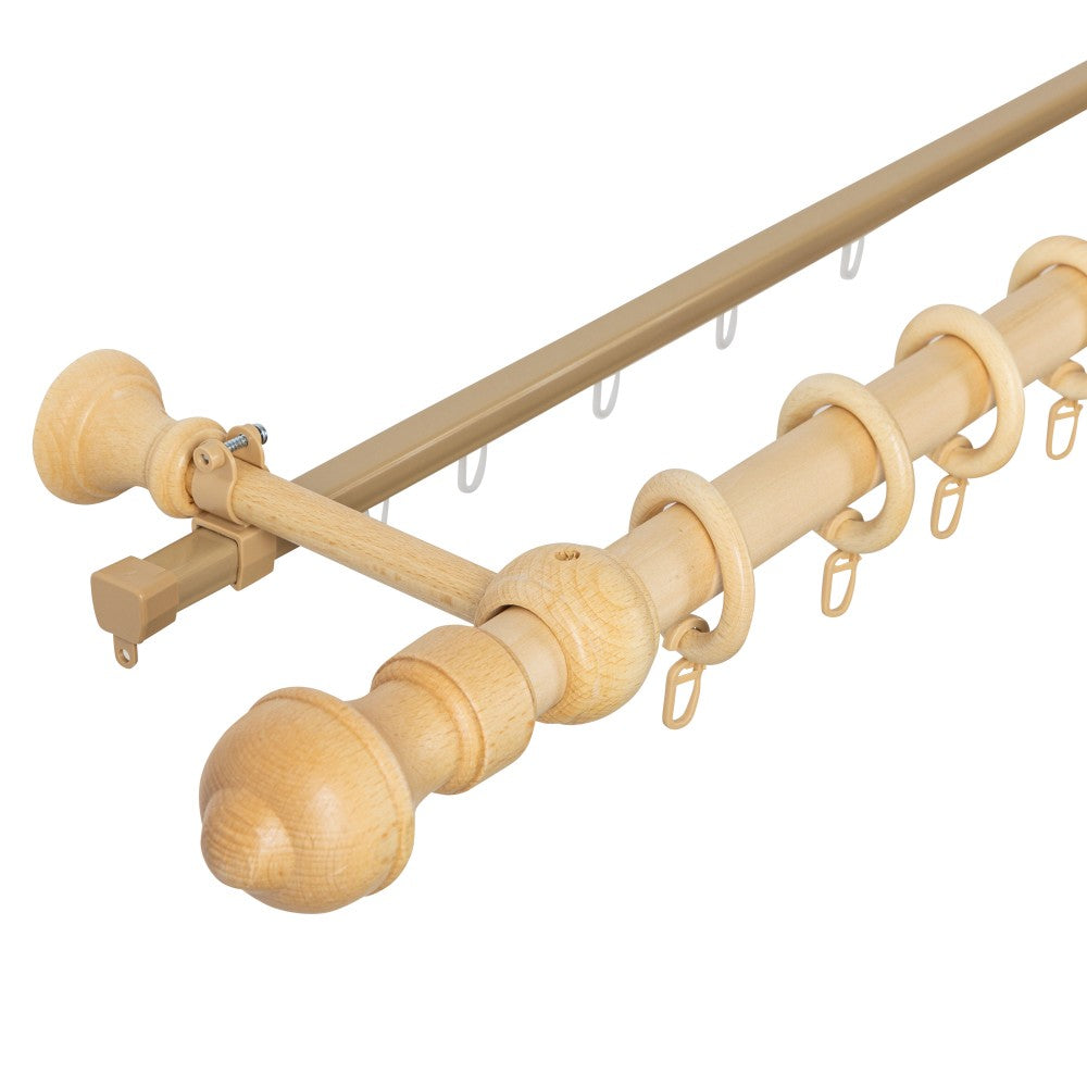 Simple Ares solid wood gallery, natural shade, 200 cm - U-RAIL INCLUDED 