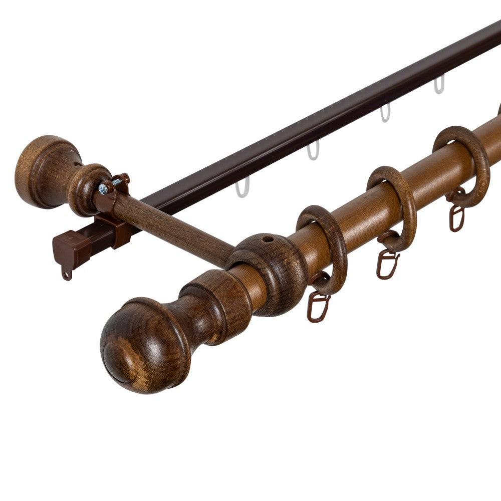 Simple solid wood gallery Ares, walnut shade, 260 cm - U-RAIL INCLUDED 