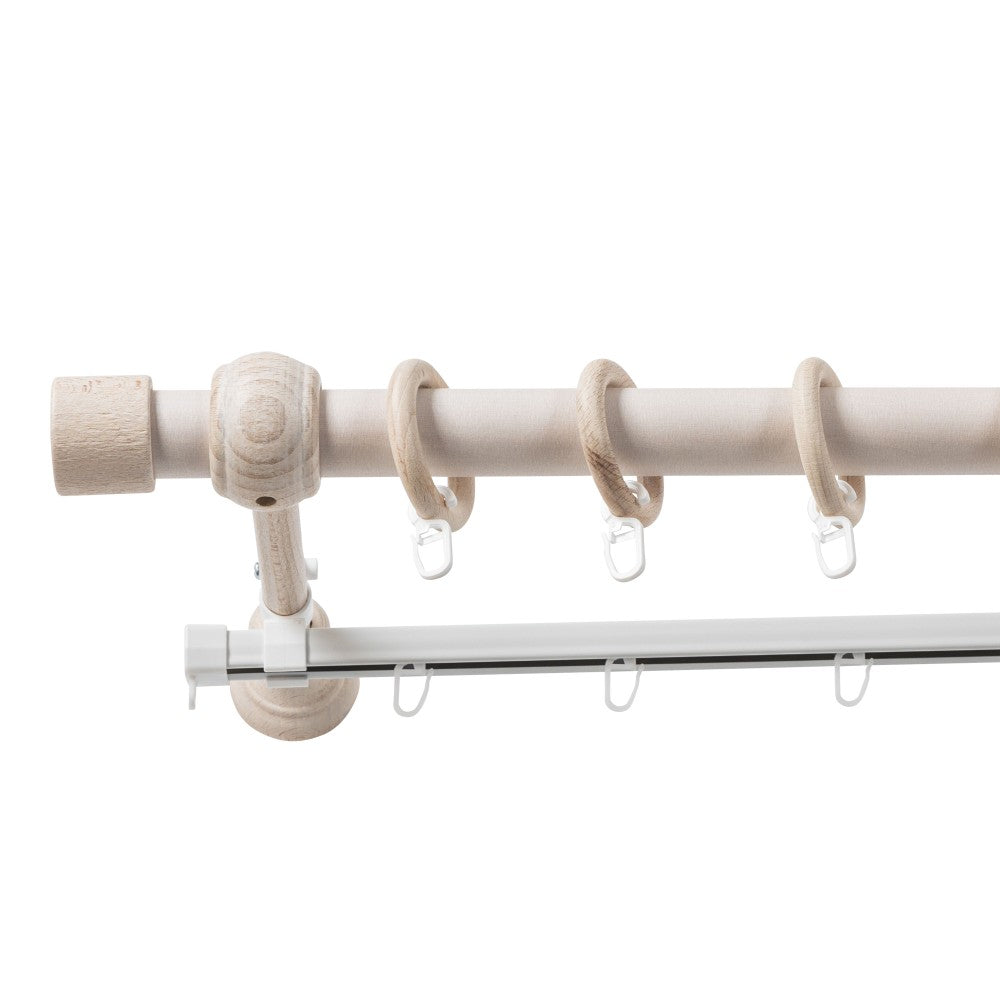 Simple Cafiro solid wood gallery, antique white shade, 300 cm - U-RAIL INCLUDED 
