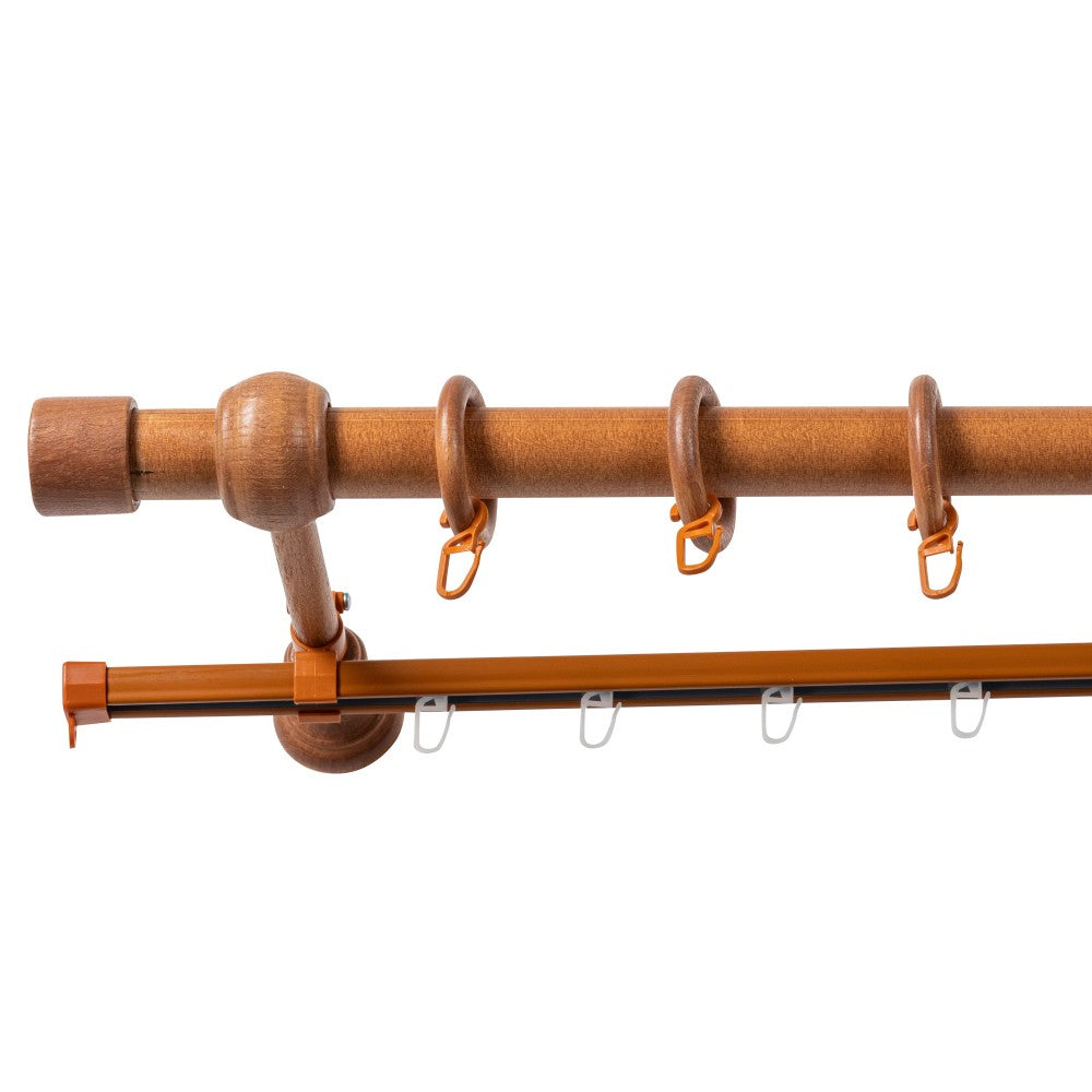 Simple solid wood Cafiro gallery, cherry shade, 180 cm - U-RAIL INCLUDED 