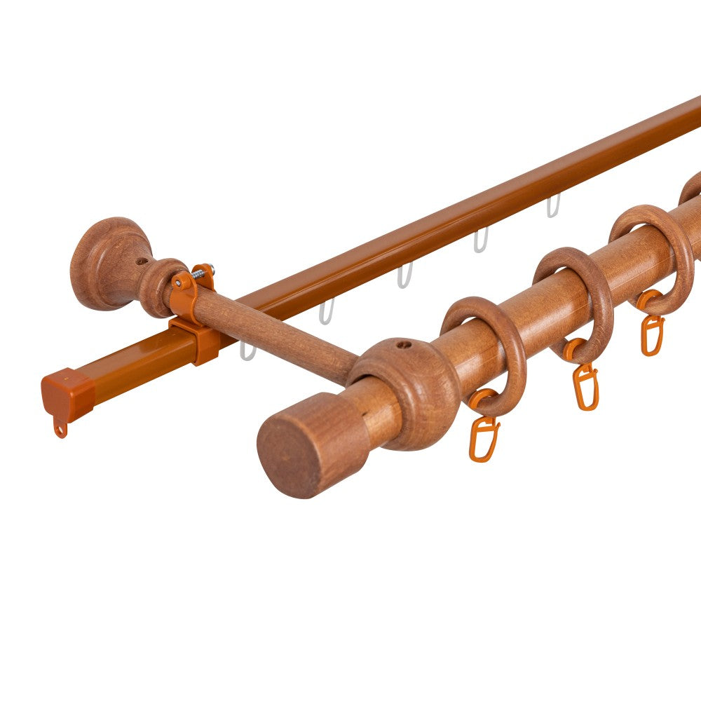 Simple solid wood Cafiro gallery, cherry shade, 180 cm - U-RAIL INCLUDED 