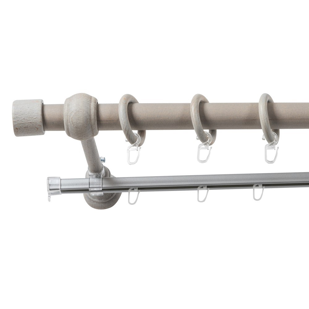 Simple solid wood Cafiro gallery, antique grey shade, 280 cm - U-RAIL INCLUDED 