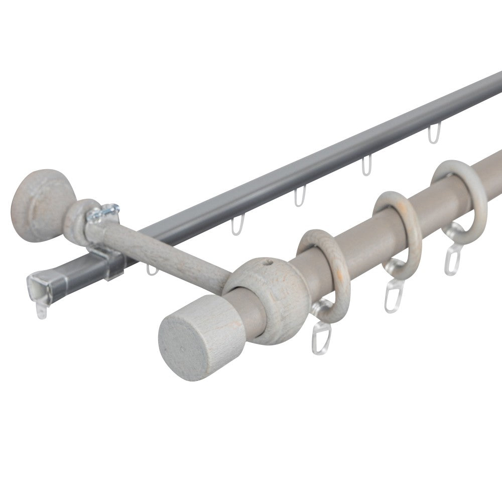 Simple solid wood Cafiro gallery, antique gray shade, 180 cm - U-RAIL INCLUDED 