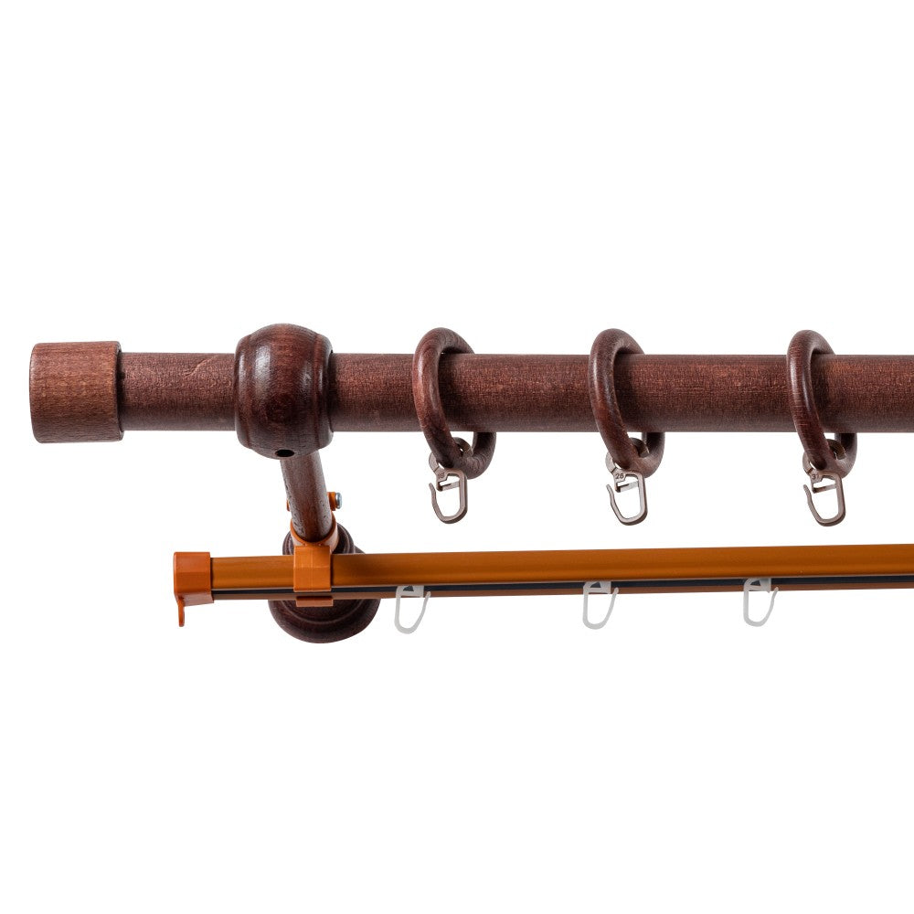 Simple solid wood Cafiro gallery, mahogany shade, 140 cm - U-RAIL INCLUDED 