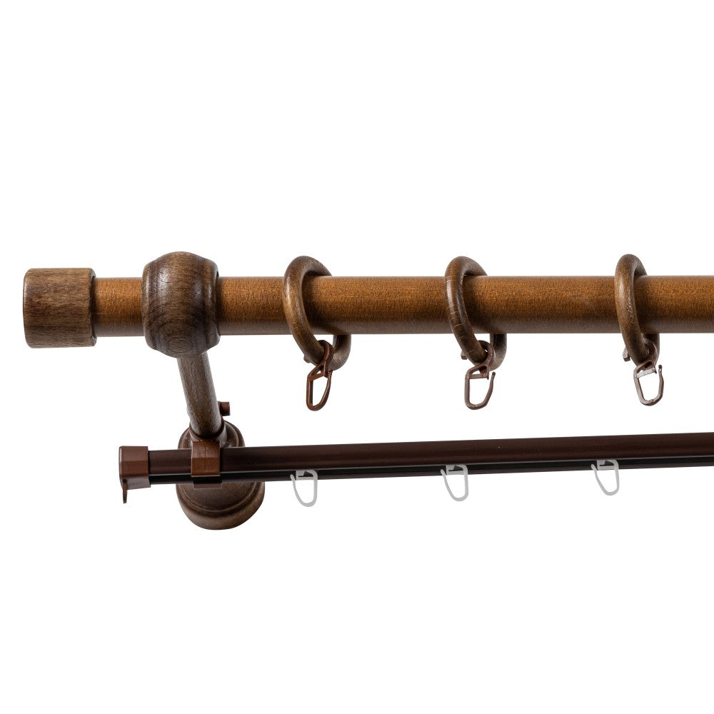 Simple solid wood Cafiro gallery, walnut shade, 220 cm - U-RAIL INCLUDED 