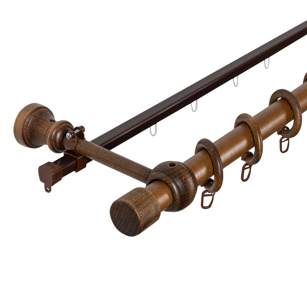 Simple solid wood Cafiro gallery, walnut shade, 220 cm - U-RAIL INCLUDED 