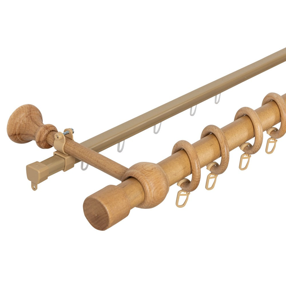Simple solid wood Cafiro gallery, oak shade, 200 cm - U-RAIL INCLUDED 