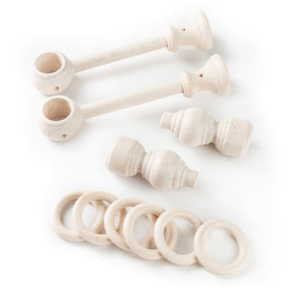 Galerie simpla lemn masiv Filigrano, consola standard, nuanta alb-antic, 220 cm - KIT COMPLET