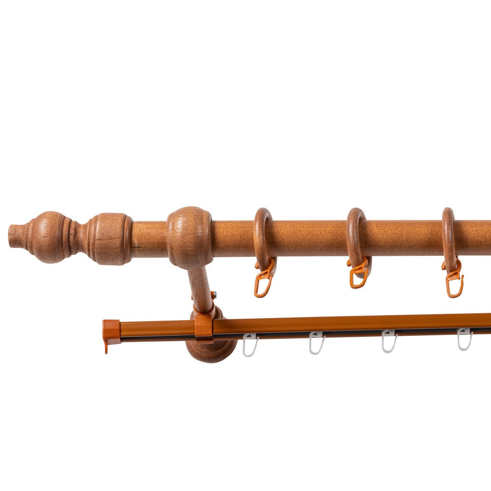 Simple solid wood gallery Filigrano, cherry shade, 140 cm - U-RAIL INCLUDED 