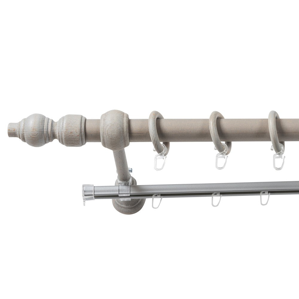 Simple gallery solid wood Filigrano, antique gray shade, 260 cm - U-RAIL INCLUDED 