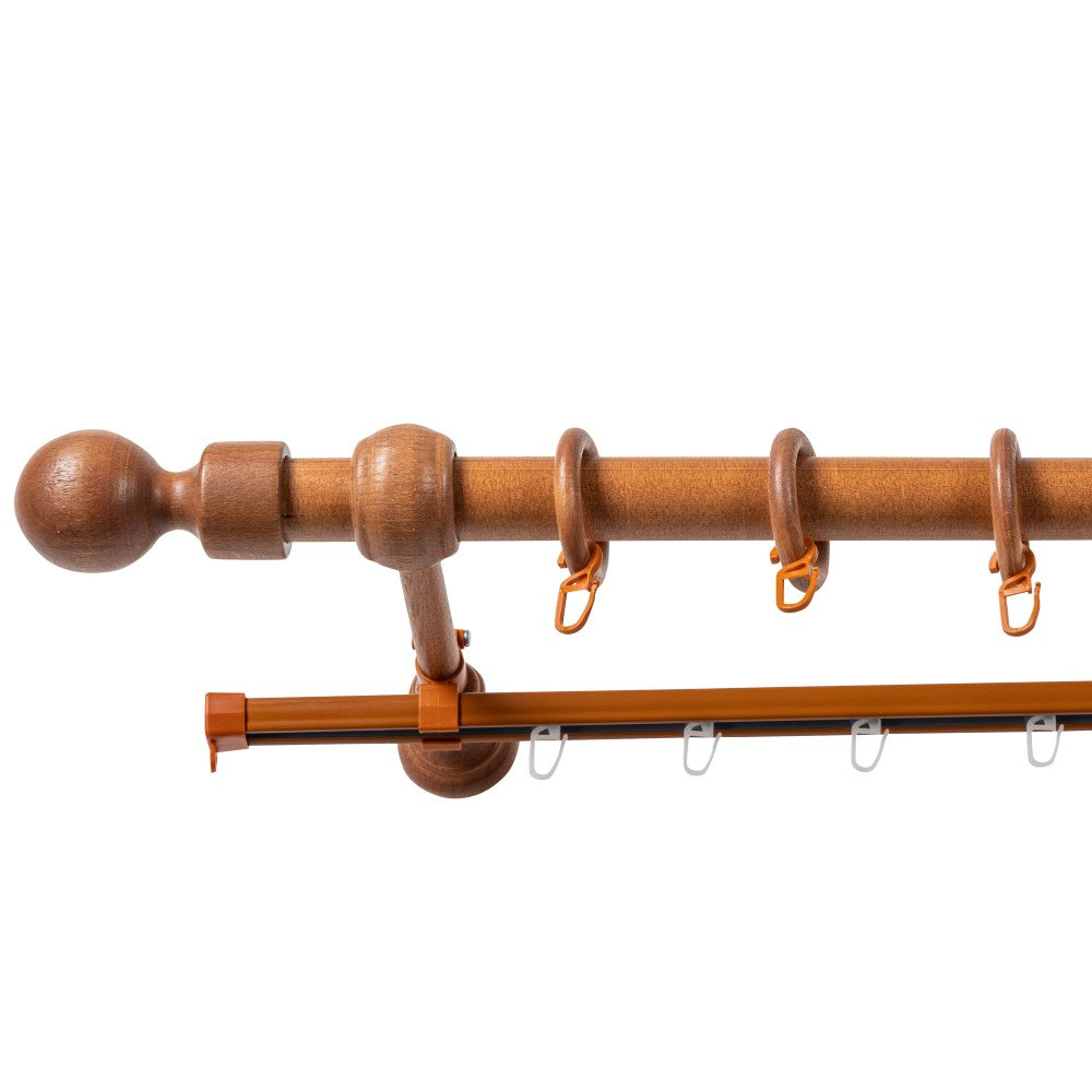 Simple solid wood gallery Giro, cherry shade, 140 cm - U-RAIL INCLUDED 
