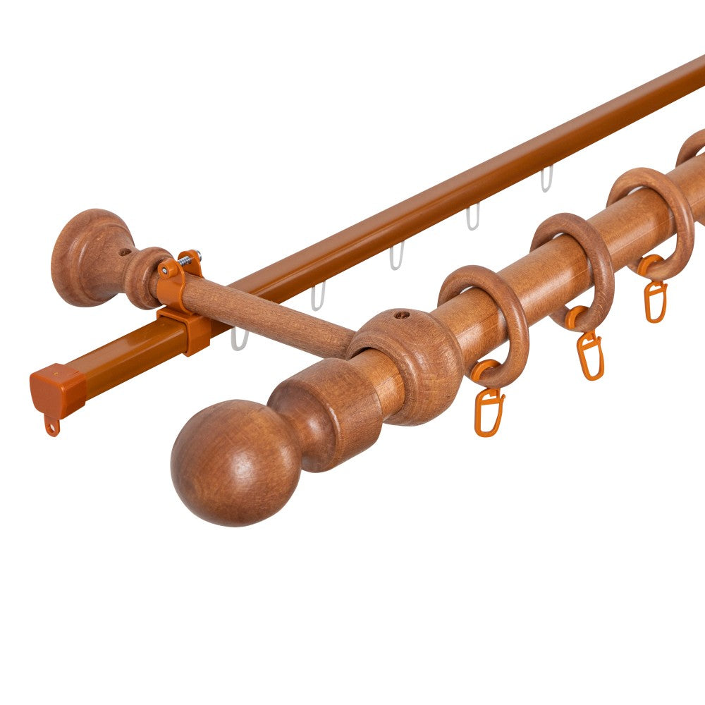 Simple solid wood gallery Giro, cherry shade, 140 cm - U-RAIL INCLUDED 