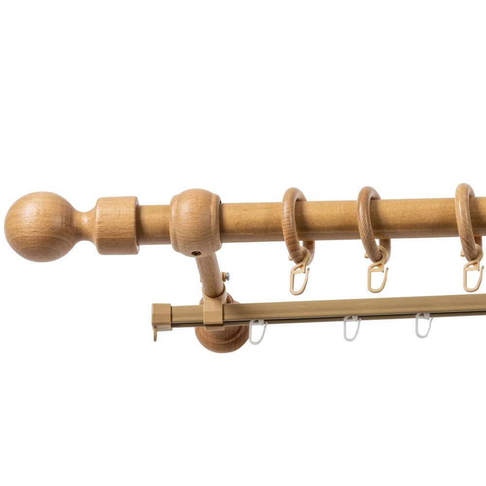 Simple solid wood gallery Giro, oak shade, 140 cm - U-RAIL INCLUDED 