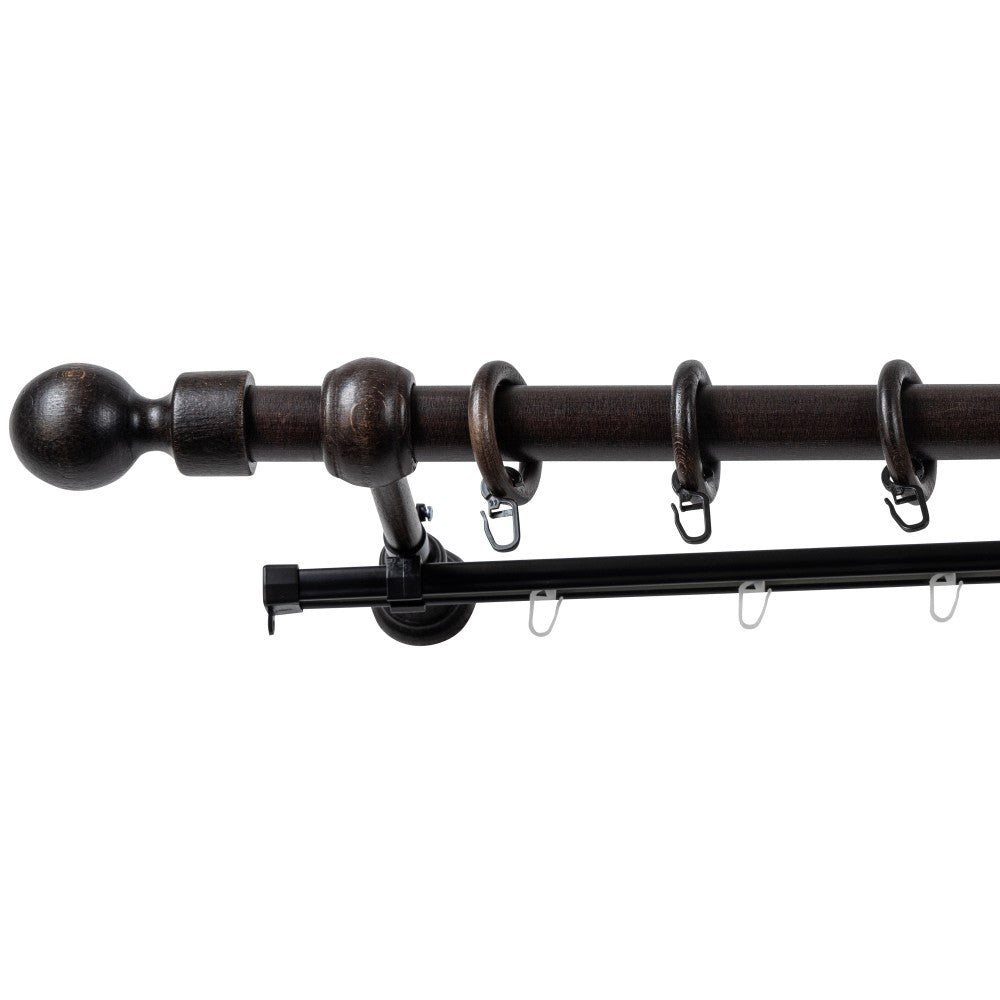 Simple solid wood gallery Giro, wenge shade, 180 cm - U-RAIL INCLUDED 