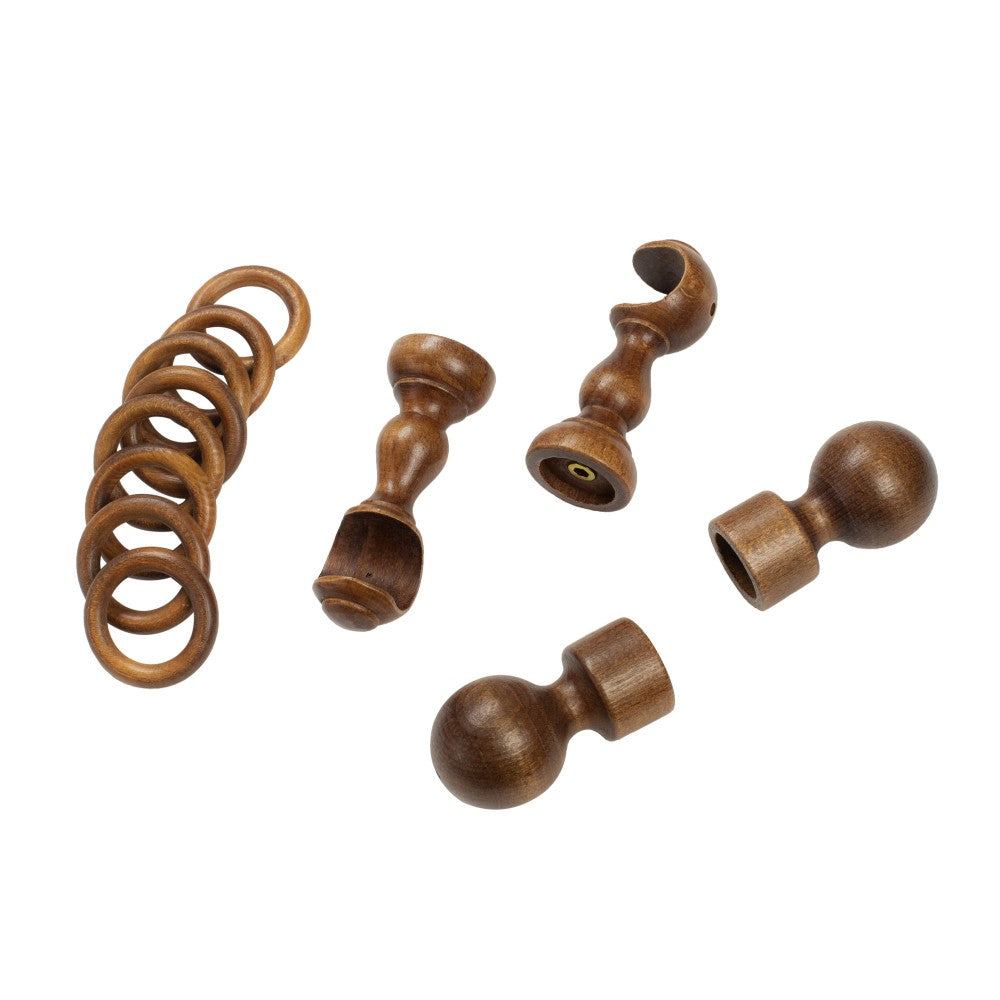 Galerie simpla lemn masiv Giro, consola clasica, nuanta nuc, 180 cm - KIT COMPLET