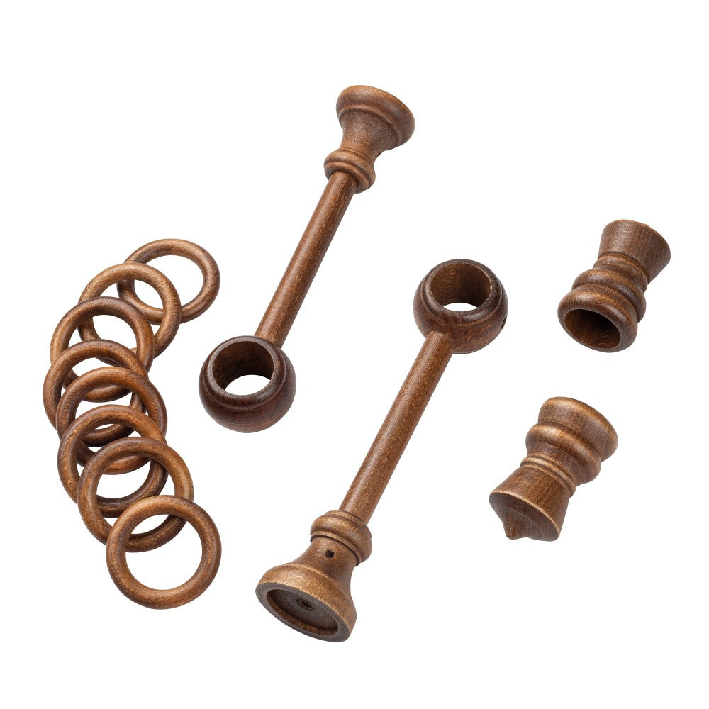 Galerie simpla lemn masiv King, consola standard, nuanta nuc, 280 cm - KIT COMPLET