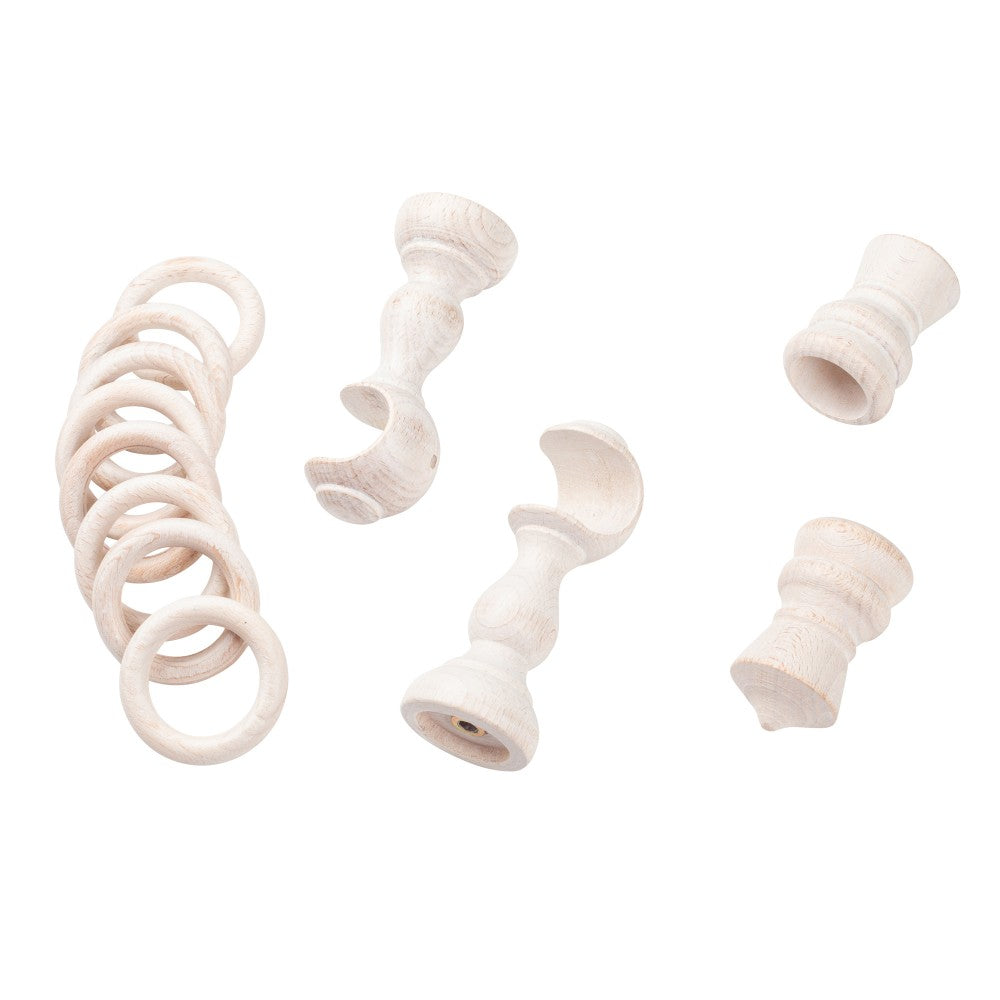 Galerie simpla lemn masiv King, consola clasica, nuanta alb-antic, 180 cm - KIT COMPLET