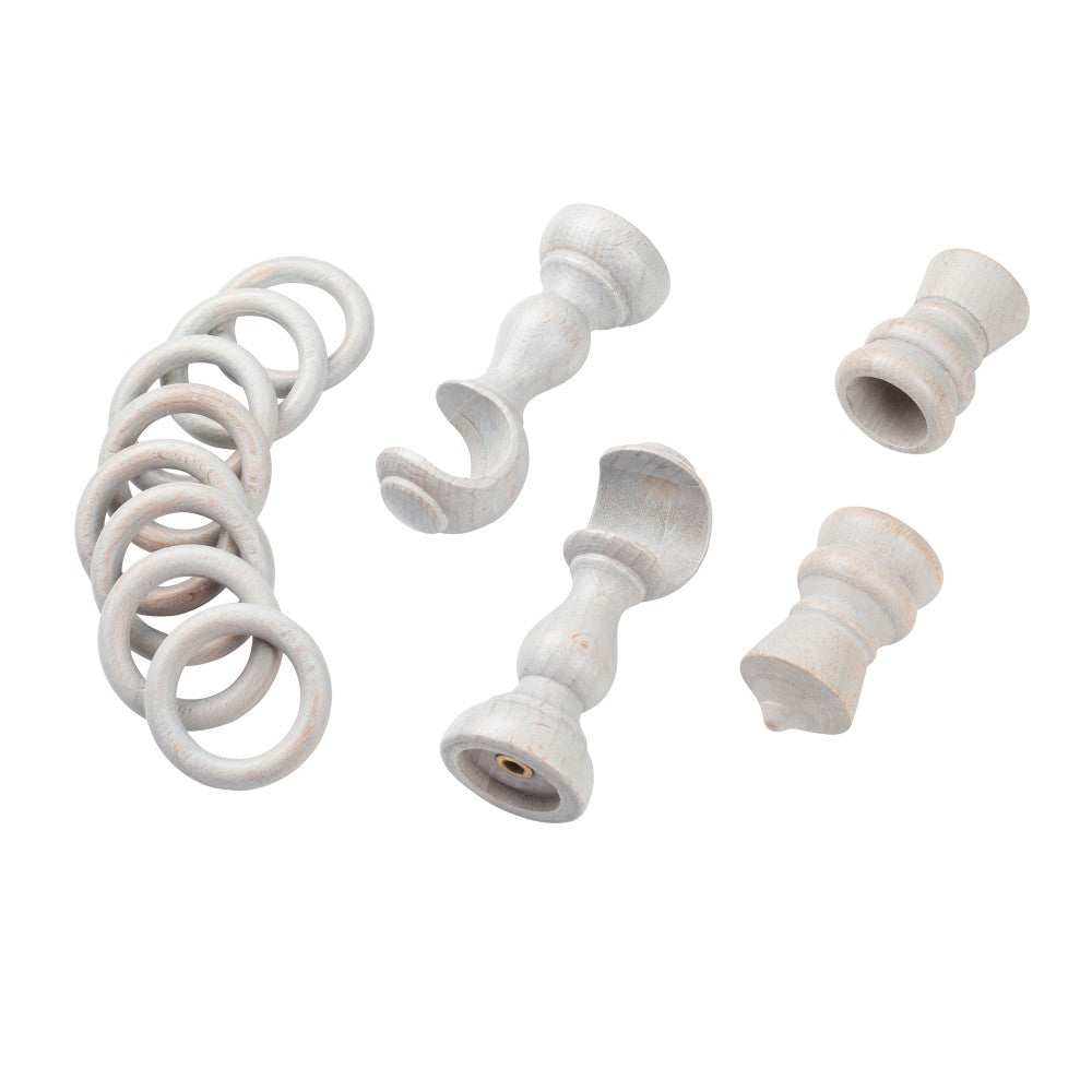 Galerie simpla lemn masiv King, consola clasica, nuanta gri-antic, 180 cm - KIT COMPLET