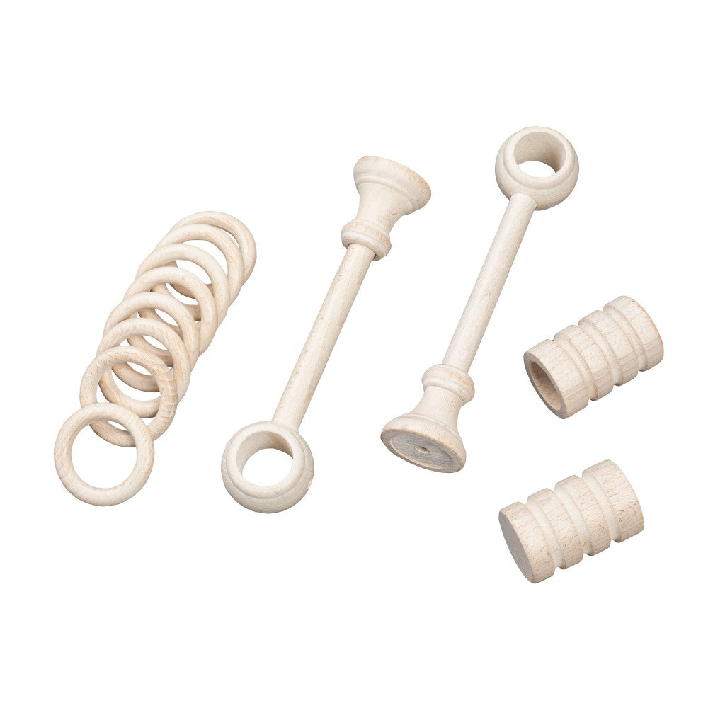 Galerie simpla lemn masiv Pisa, consola standard, nuanta alb-antic, 400 cm - KIT COMPLET