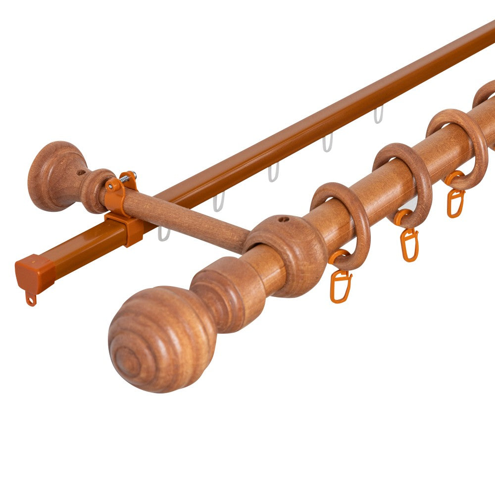 Simple solid wood gallery Regal, cherry shade, 120 cm - U-RAIL INCLUDED 