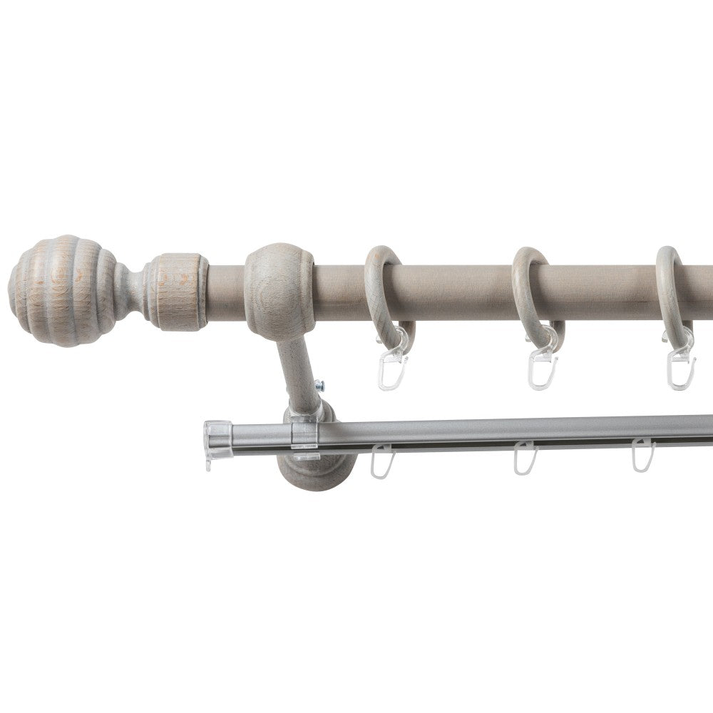 Simple gallery solid wood Regal, antique gray shade, 260 cm - U-RAIL INCLUDED