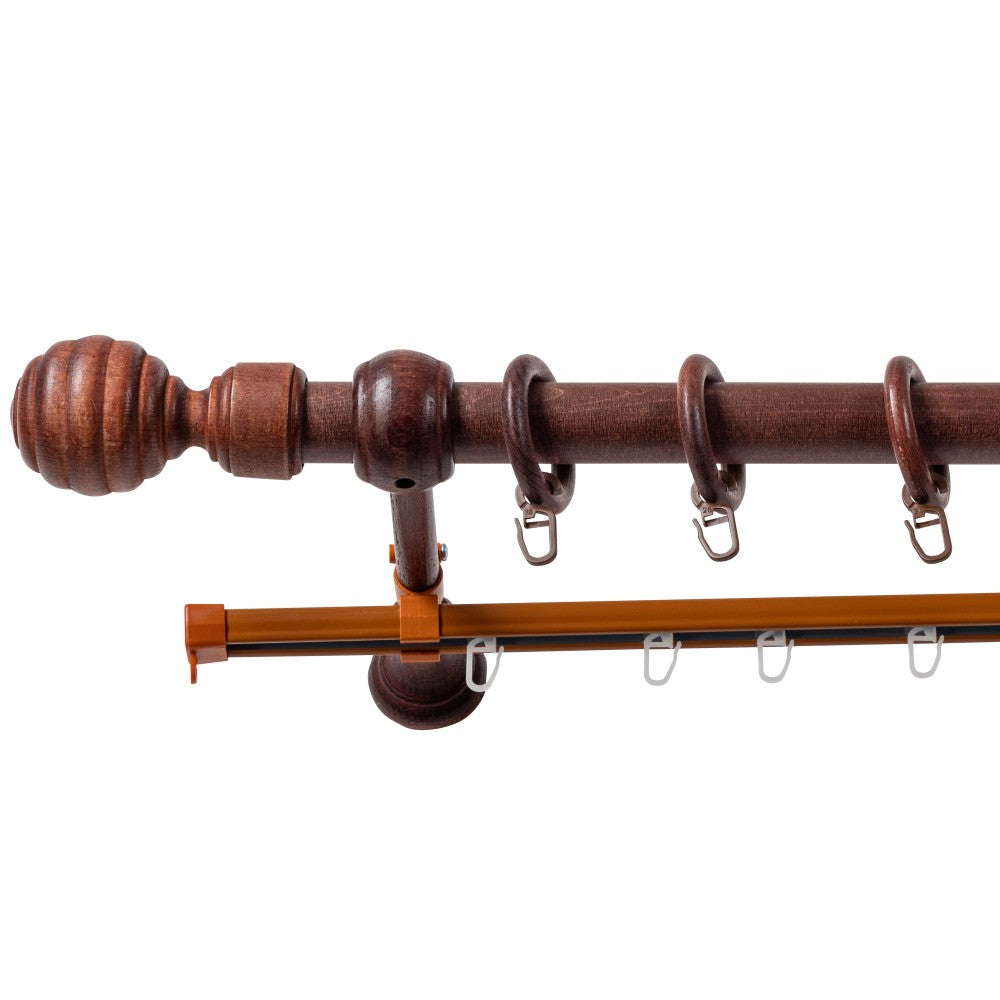 Simple solid wood gallery Regal, mahogany shade, 260 cm - U-RAIL INCLUDED 