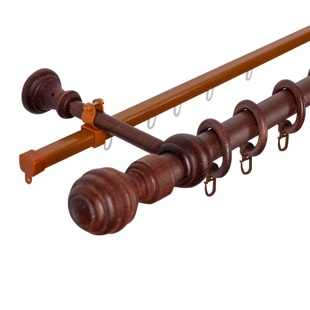 Simple solid wood gallery Regal, mahogany shade, 300 cm - U-RAIL INCLUDED 