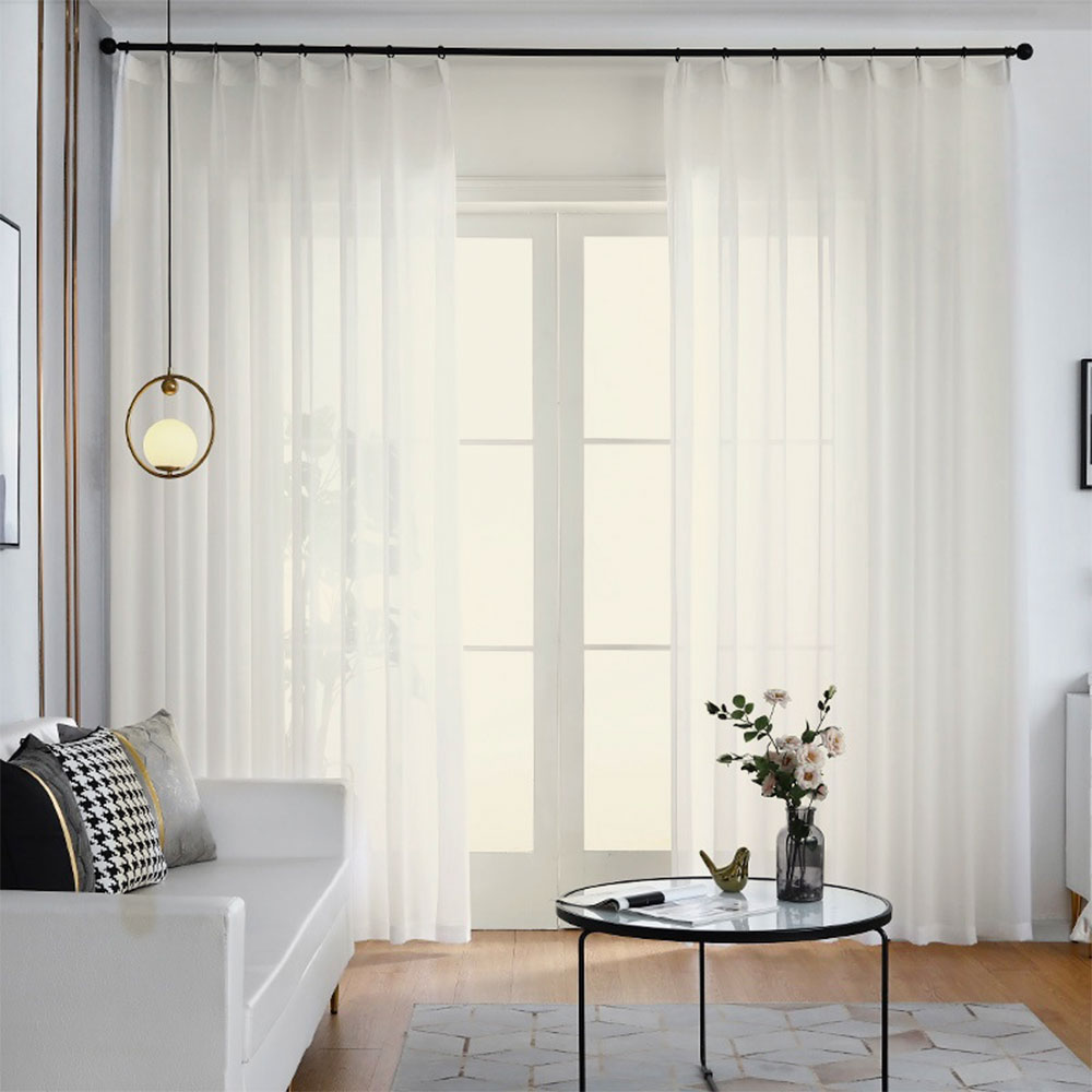 Sheer curtain with wide drapery