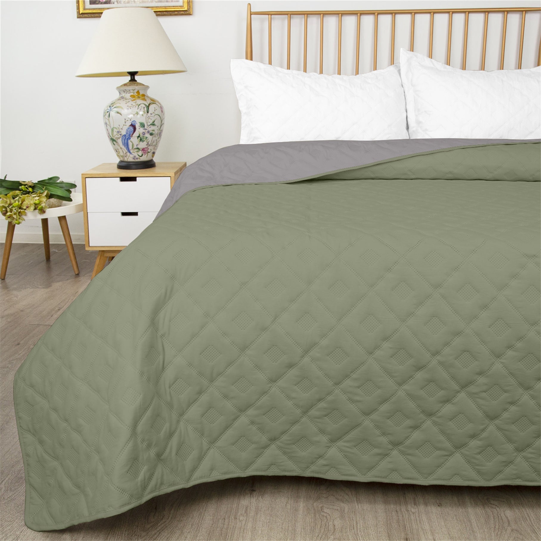 Cuvertura pentru pat ARENA 160/220 cm verde si gri