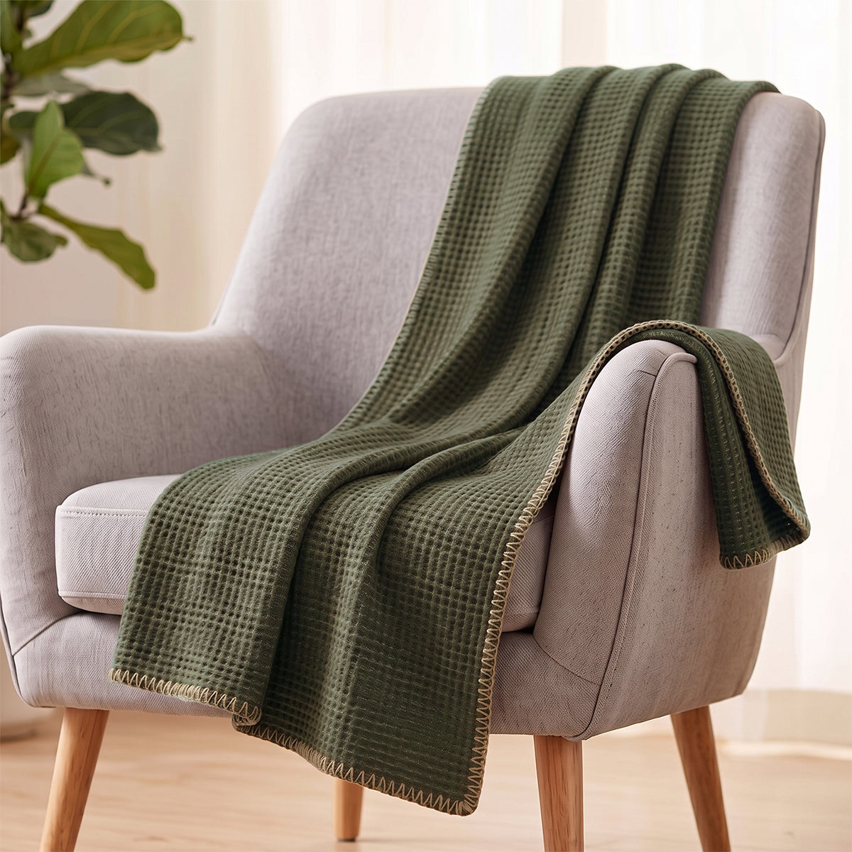 Cotton blanket ATLAS GREEN 150/200 cm