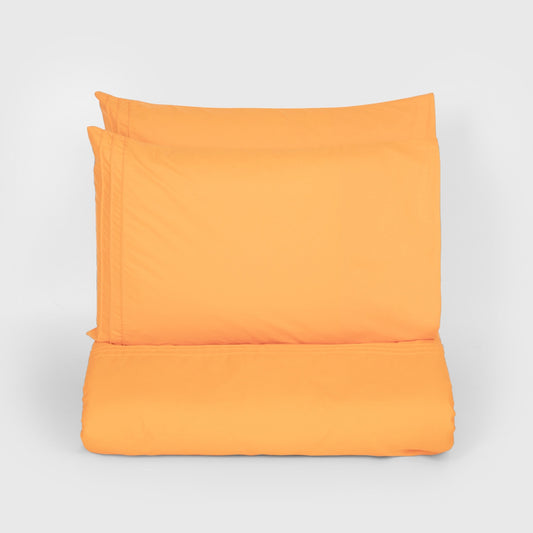 Lenjerie de pat dublu fara cearsaf de pat LAGOM PORTOCALIU, 100% bumbac ranforce, 3 piese