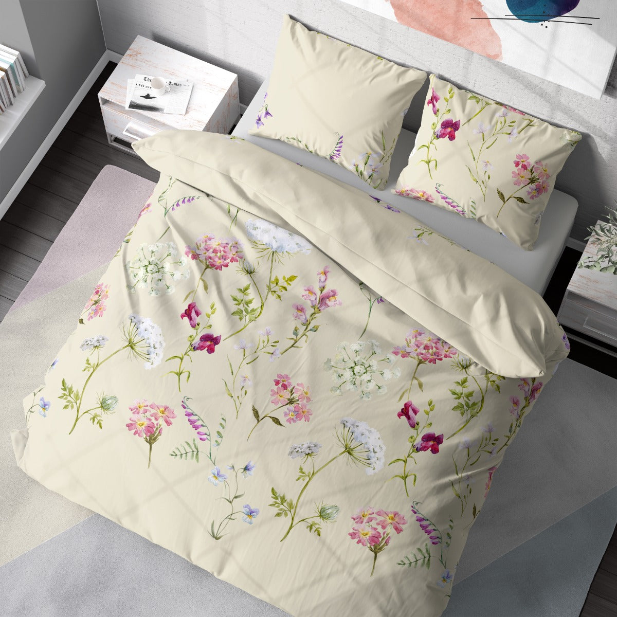 Lenjerie de pat fara cearsaf de pat BOTANICA 100% bumbac ranforce 2 piese