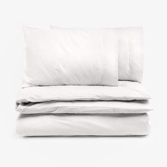 Lenjerie de pat fara cearsaf de pat ALB PERCALE 3 piese