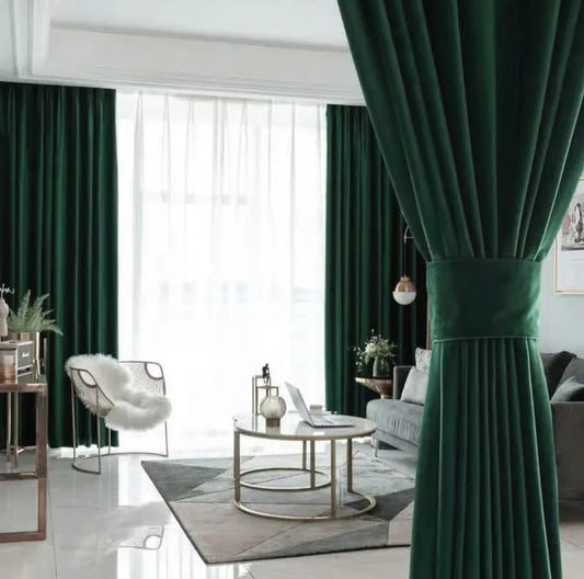 Draperie catifea Velvet 35, verde smarald, mătase