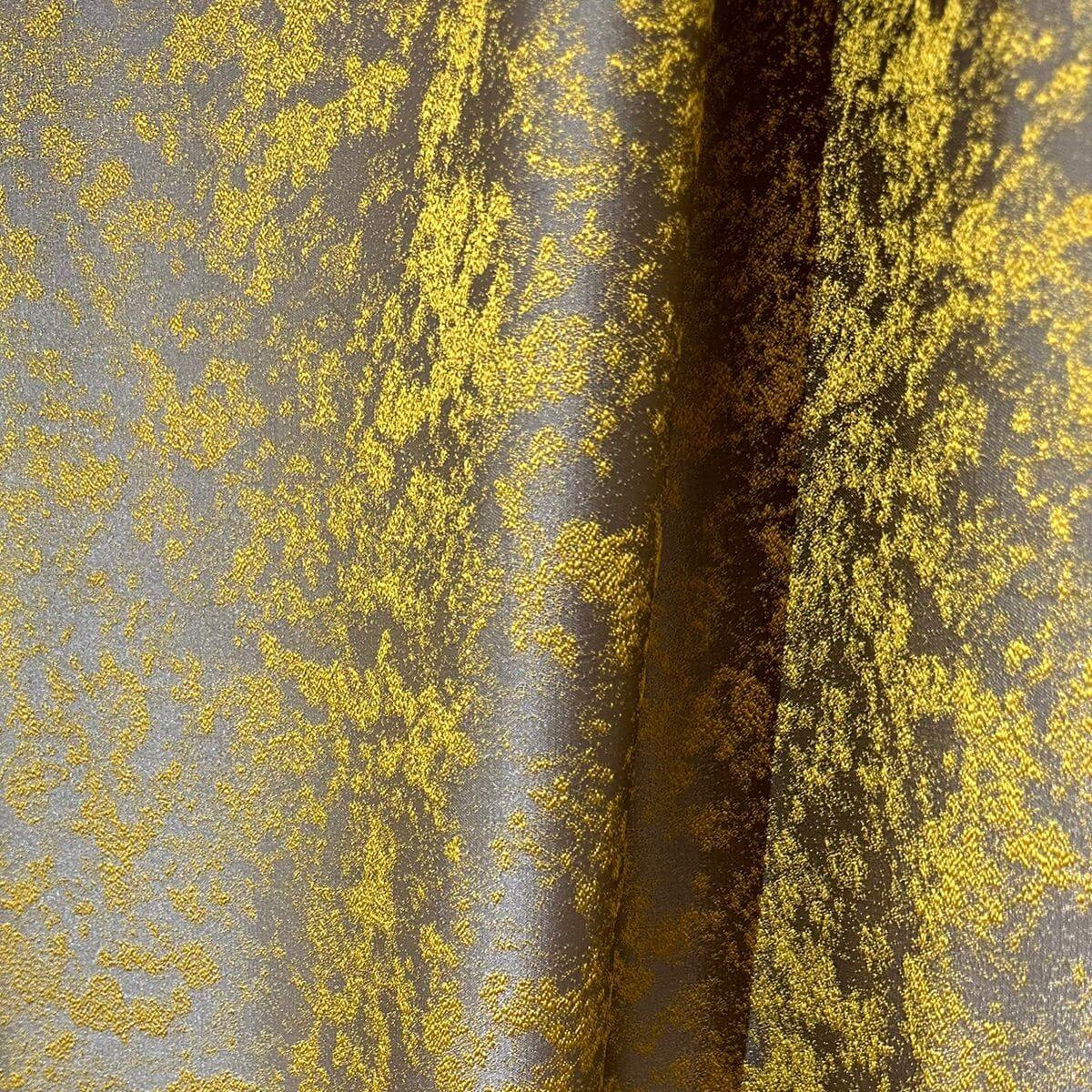 Draperie Fanluk 1404/15/710050, tafta cu model patinat, grej și galben