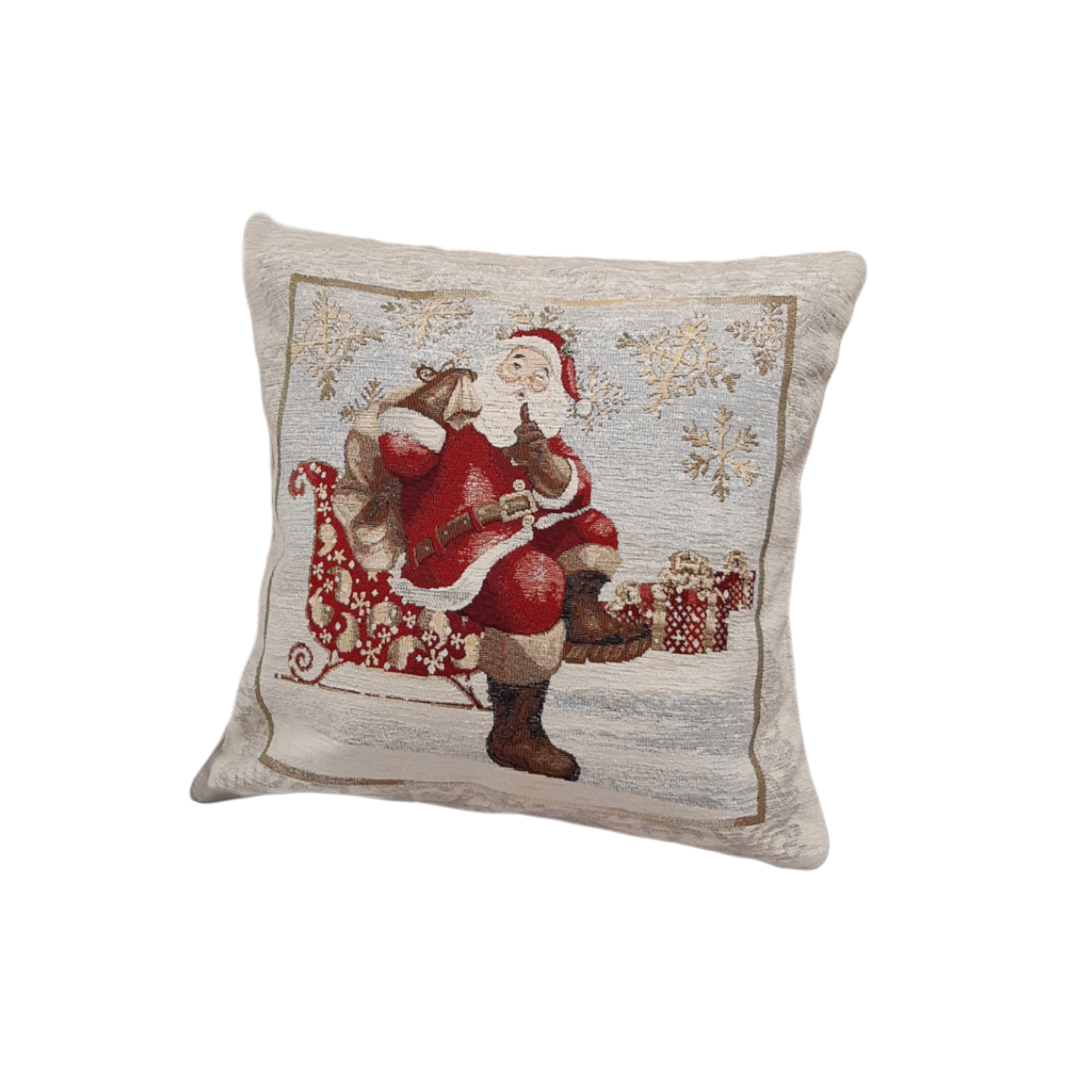 Santa's Sleigh Pillowcase, with decorative holiday pattern, 40x40 cm, cotton, multicolor