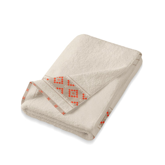 Prosop de baie FOLKLORE ECRU 100% micro bumbac 50/90 cm