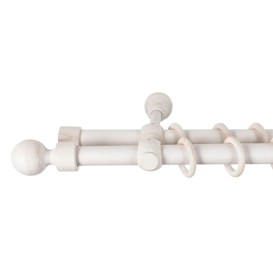 Galerie dubla lemn masiv Giro, nuanta alb-antic, 160 cm - KIT COMPLET