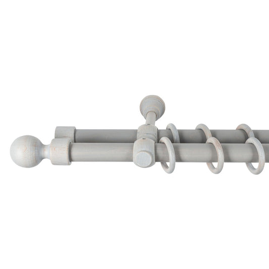 Galerie dubla lemn masiv Giro, nuanta gri-antic, 280 cm - KIT COMPLET